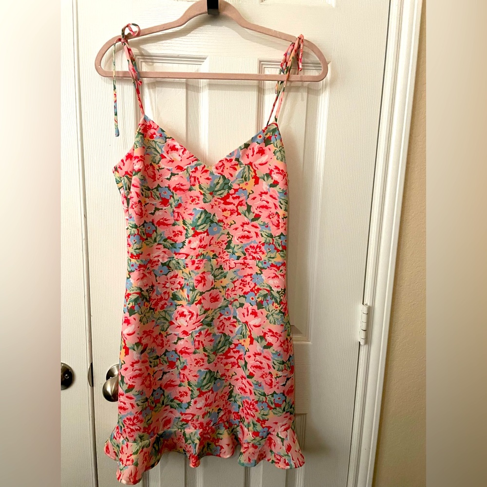 LPA Revolve Floral Ruffle Hem Mini Dress